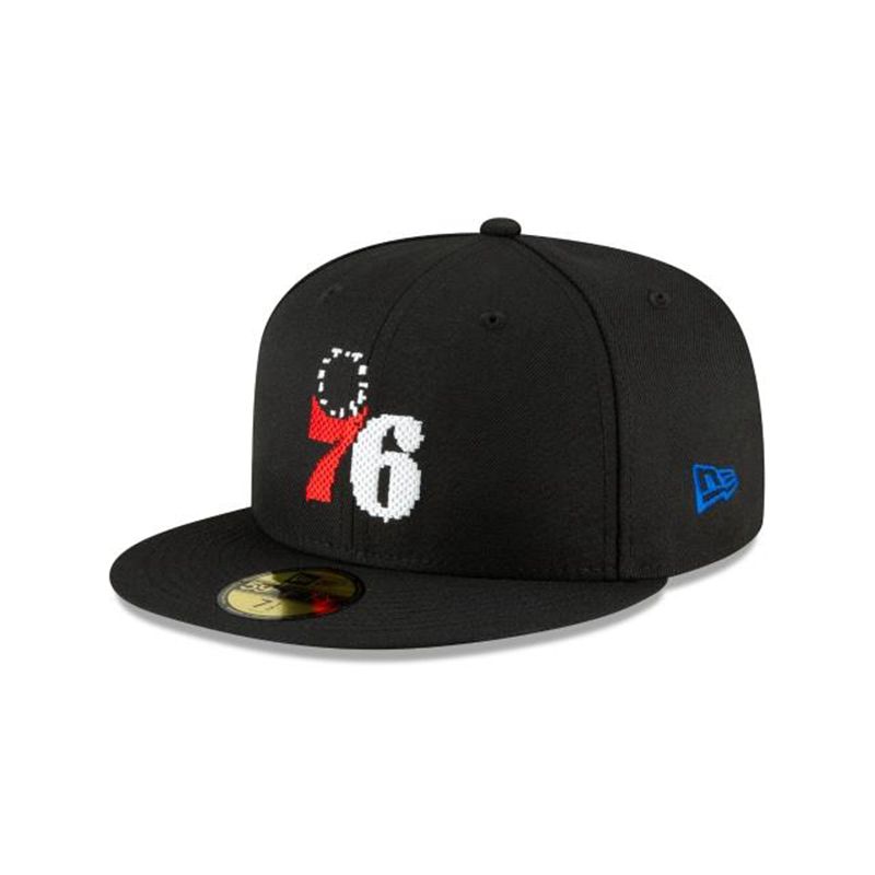 NBA Philadelphia 76ers Pixel 59Fifty Fitted (FDM1456) - Black New Era Caps